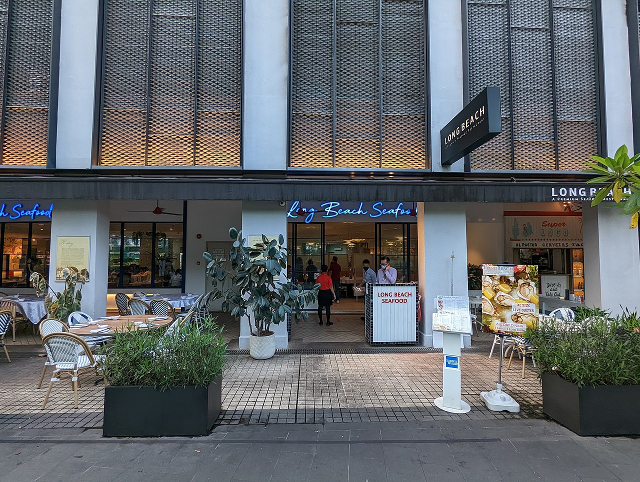 Long Beach Seafood restaurant exterior at Robertson Quay, Singapore