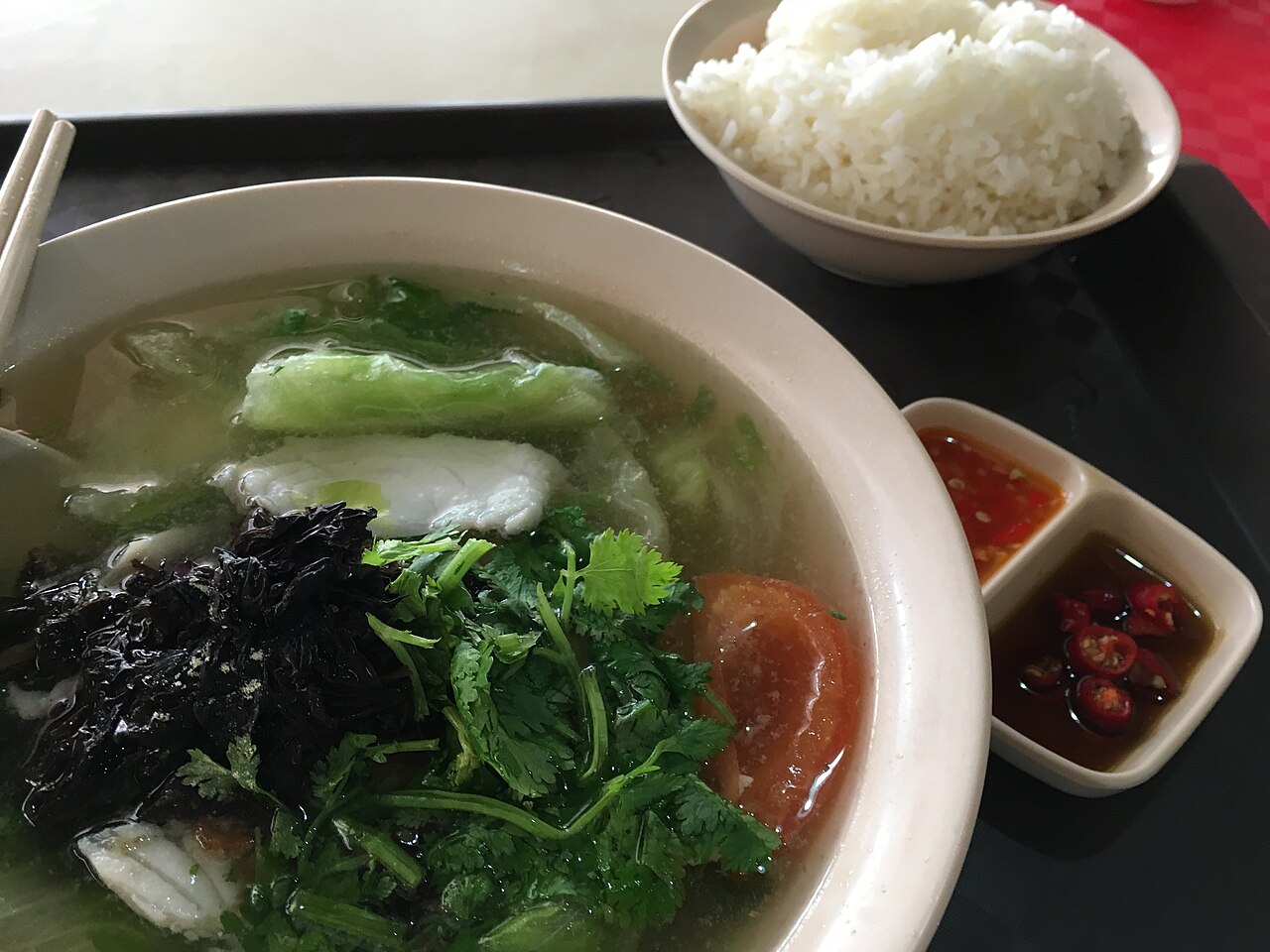 Singapore sliced fish soup at Pek Kio Market and Food Centre