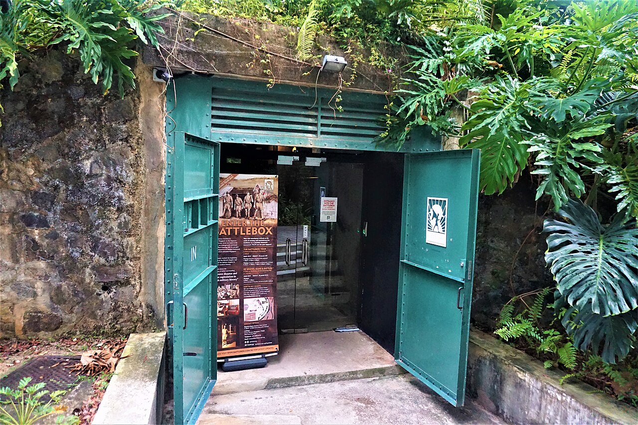The exterior of the Battle Box, a WWII underground bunker museum at Fort Canning, Singapore