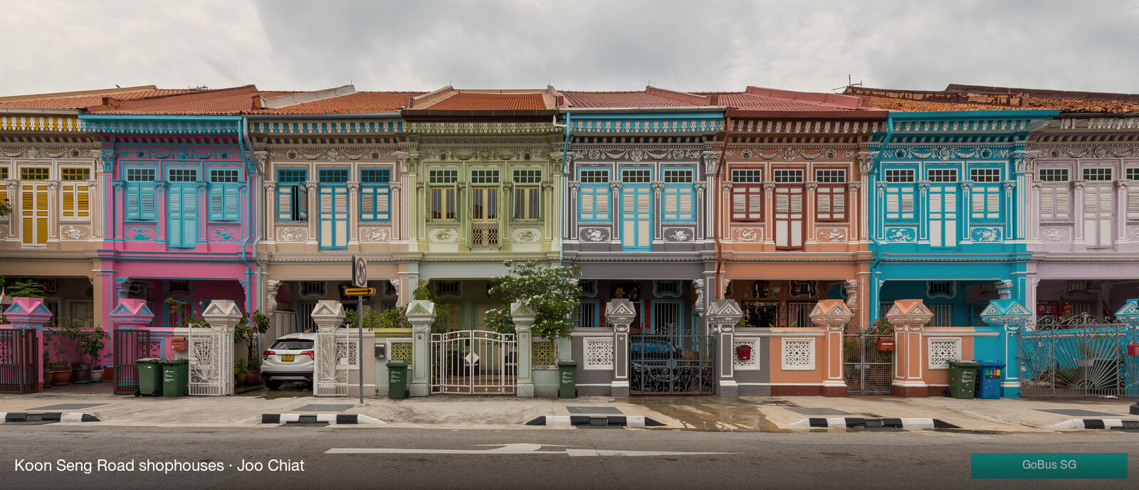 Colourful Peranakan shophouses on Koon Seng Road, Joo Chiat