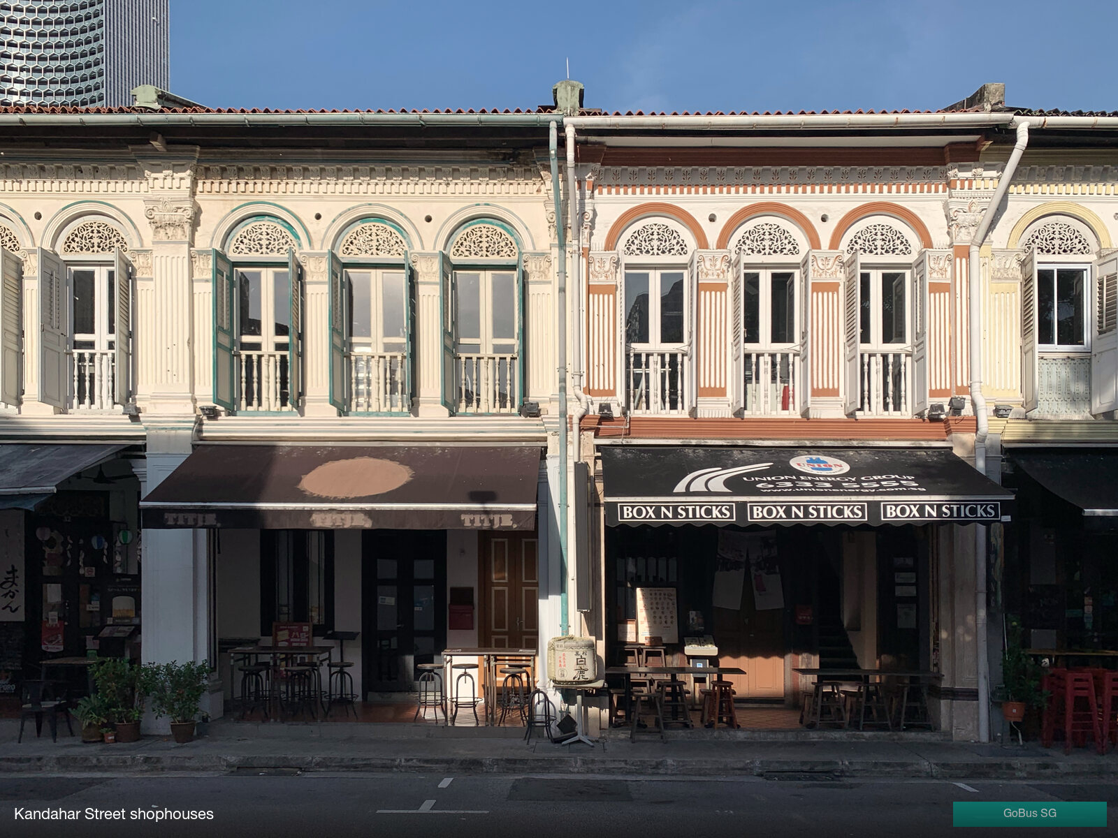 Restored shophouses on Kandahar Street, Kampong Glam, Singapore