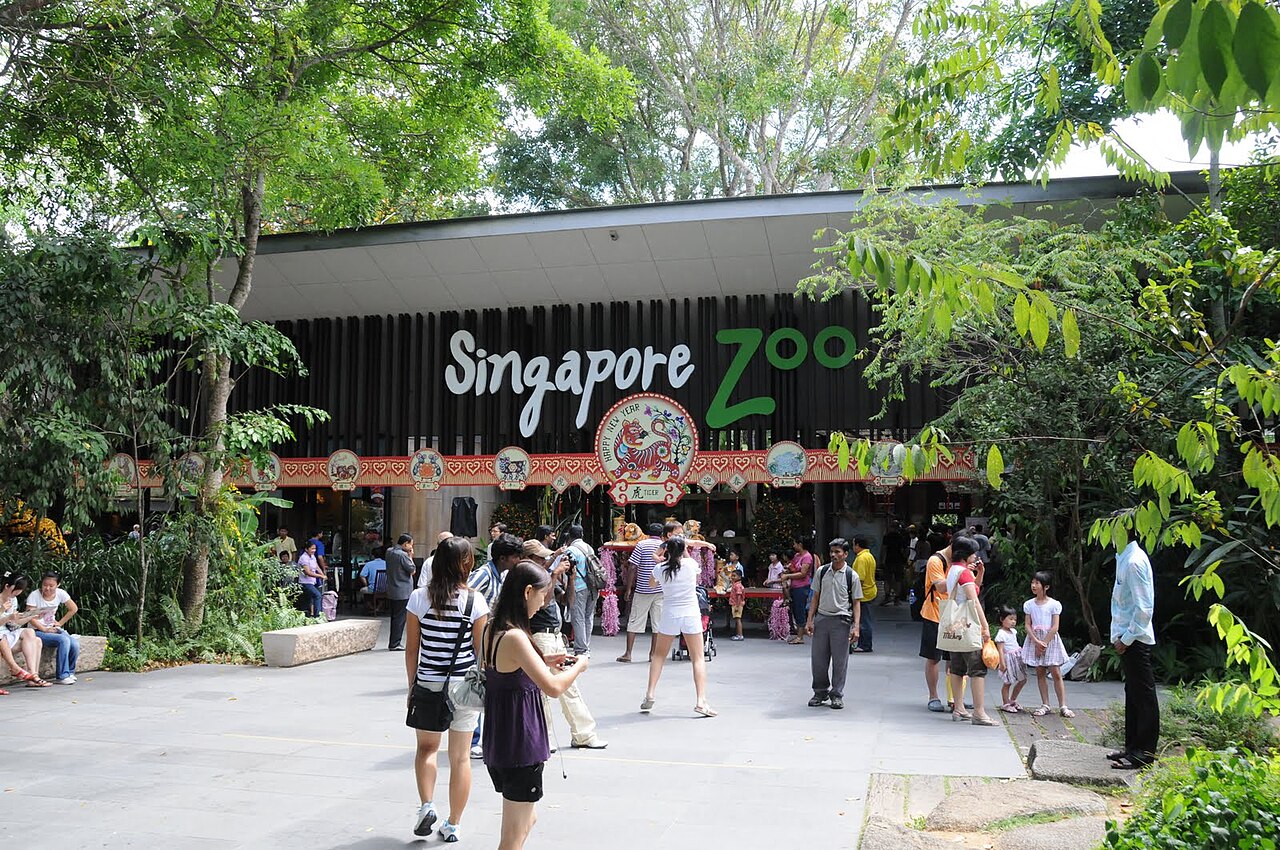 The main entrance arch of Singapore Zoo on a sunny day