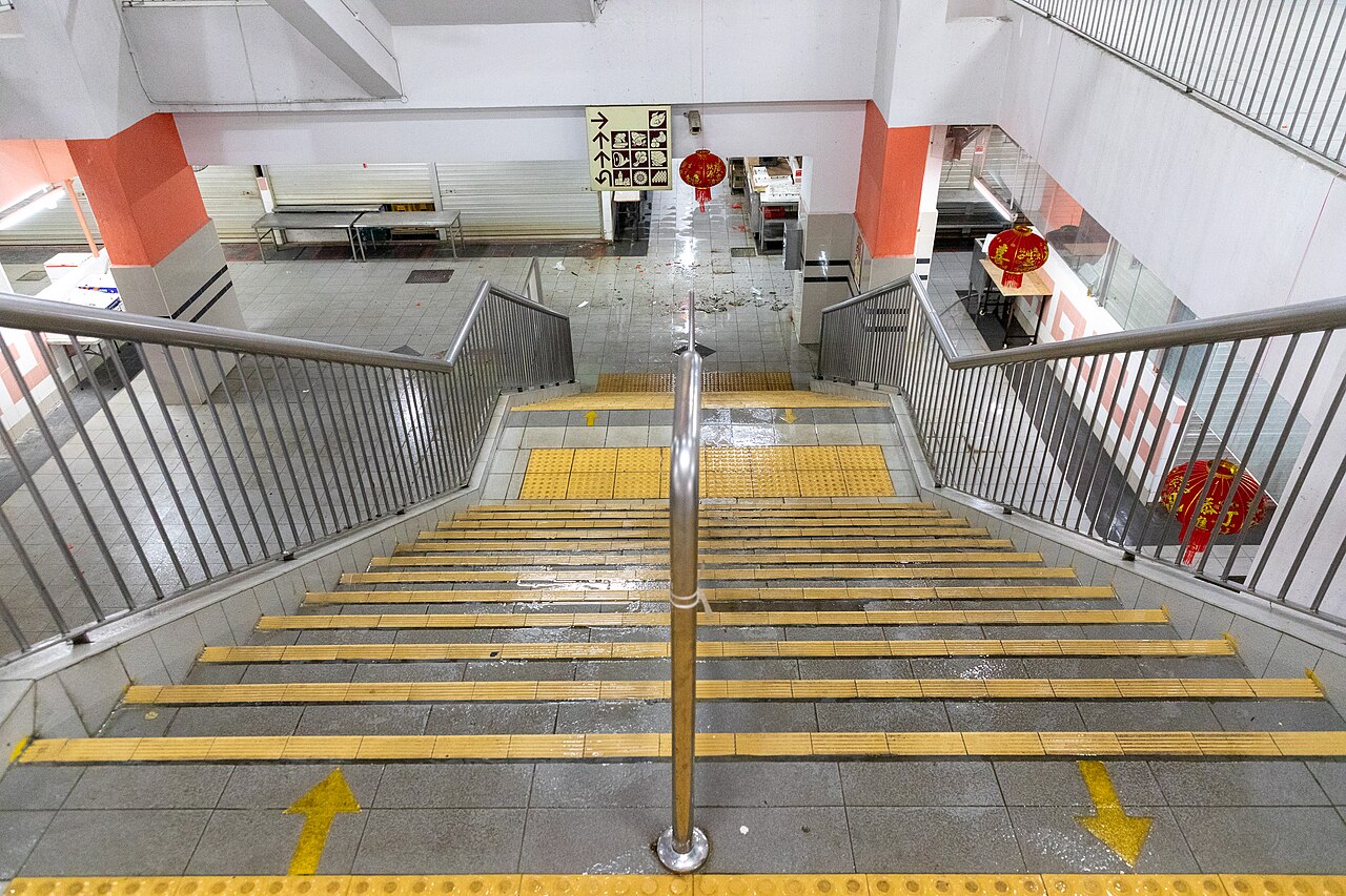 The downstairs wet market level of Chinatown Complex in Singapore during Chinese New Year preparations